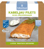 Kabeljau Filets in Bio-Knusperpanade, 225 gr Packung (2 Stück), Tiefkühlware, followfood