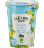 Buttermilch, 500 gr Becher, Gläserne Molkerei