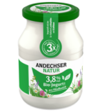 Jogurt mild Natur, 3,8% Fett, 500 gr Glas, gerührt, Andechser Natur