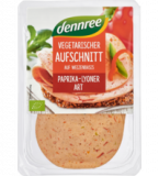 Vegetarischer Aufschnitt auf Weizenbasis „Paprika-Lyoner Art”, 80 gr Packung, dennree