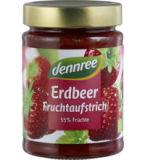 Fruchtaufstrich Erdbeere, vegan, 340 gr Glas, dennree