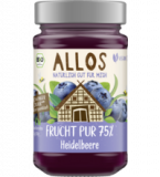 Fruchtaufstrich „Frucht Pur” Heidelbeere, vegan, 250 gr Glas, Allos