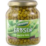 Erbsen extra fein, 330 gr Glas, dennree
