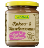 Kokos- & Haselnussmus mit Dattel und Kakao, vegan, 250 gr Glas, Rapunzel