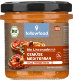 Linsenaufstrich Gemüse mediterran, vegan, 135 gr Glas, followfood