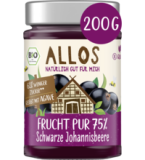 Frucht Pur 75% Schwarze Johannisbeere, 200 g Glas, Allos