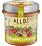 Brotaufstrich „aufs Brot” Kirschtomate & Basilikum, vegan, 140 gr Glas, Allos
