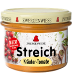 Brotaufstrich „Streich" Kräuter-Tomate, vegan, 180 gr Glas, Zwergenwiese