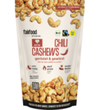 Chili Cashews, ohne Öl geröstet, vegan, 125 gr Packung, fairfood Freiburg
