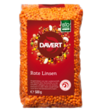 Rote Linsen, vegan, 500 gr Packung, Davert