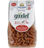 Goodel-Nudeln Fussili aus roten Linsen mit Leinsamen, glutenfrei, vegan, 250 gr Packung, Govinda