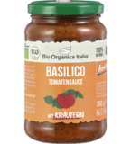 Basilico Tomatensauce mit Kräutern, vegan, 350 gr Glas, Bio Organica Italia