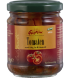Tomaten, halbgetrocknet, in Kräuteröl, vegan, 190 gr Glas (Abtropfgewicht 110 gr), Gustoni