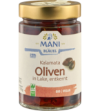 Kalamata Oliven, in Lake, entkernt, vegan, 280 gr Glas (Abtropfgewicht 150 gr), Mani
