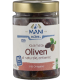 Kalamata Oliven al Naturale, entkernt, vegan, 175 gr Glas, Mani