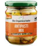 Gegrillte Antipasti Mix in Olivenöl, vegan, 190 gr Glas, Bio Organica Italia