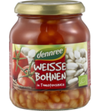 Weiße Bohnen in Tomatensauce, 350 gr Glas, dennree