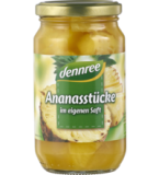 Ananasstücke im eigenen Saft, vegan, 350 gr Glas (Abtropfgewicht: 200 gr), dennree