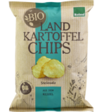 Kesselchips Steinsalz, vegan, 125 gr Packung, Landkartoffelchips