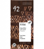 Feine Bitter Schokolade mit 92% Kakao, vegan, 80 gr Tafel, Vivani