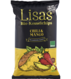 Kesselchips mit Chili & Mango, vegan, 125 gr Packung, Lisas Bio-Kesselchips