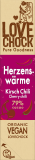 Schokoriegel „Herzenswärme” (Kirsch & Chili) mit 79% Kakao, vegan, 40 gr Stück, Lovechock