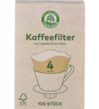 Kaffeefilter, ungebleicht, Größe 4, 100 Stück Packung, Lebensbaum