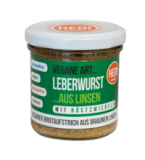 Veganer Aufstrich Leberwurst mit Röstzwiebeln (aus Linsen), 140 gr Glas, HEDI