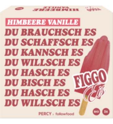 Multipack Stieleis „FIGGO” Himbeere-Vanille, vegan, 195 ml Schachtel (3 Stück), Tiefkühlware, followfood