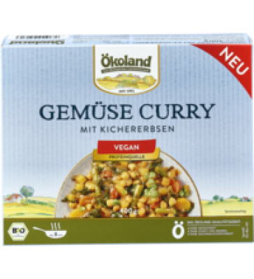 Gemüse Curry mit Kichererbsen, vegan, 400 gr Schachtel, Tiefkühlware, Ökoland