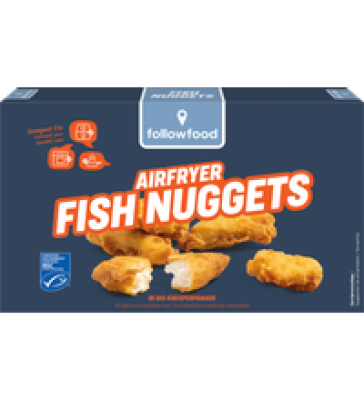 Airfryer Fish Nuggets in Bio Knusperpanade, 200 gr Schachtel, Tiefkühlware, followfood