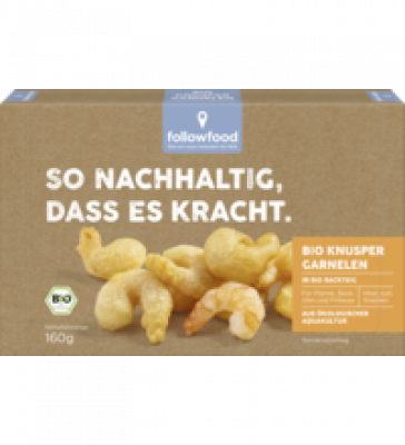 Bio Knusper Garnelen in Bio Backteig, 160 gr Schachtel, Tiefkühlware, followfood