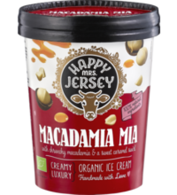 Macadamia Mia Eiscreme, 500 ml Becher, Happy Mrs. Jersey