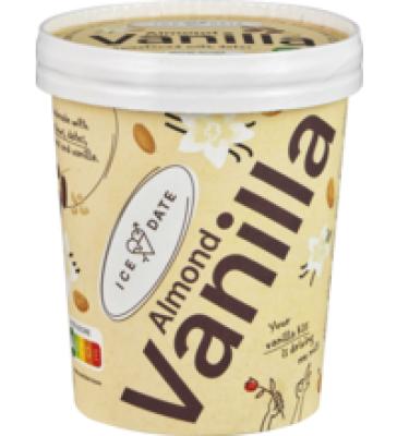 Mandel-Vanille-Eis, vegan, 450 ml Becher, Tiefkühlware, Ice Date