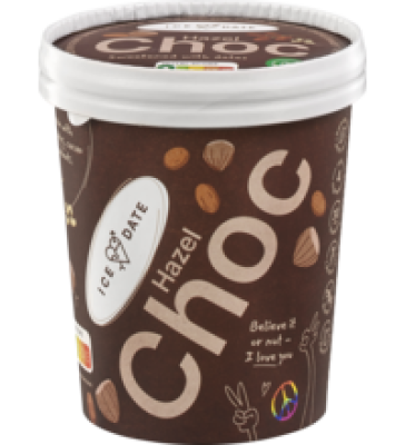 Haselnuss-Schoko-Eis, vegan, 450 ml Becher, Tiefkühlware, Ice Date