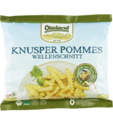Knusper Wellenschnitt Pommes, vegan, 500 gr Beutel, Tiefkühlware, Ökoland