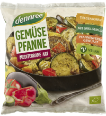 Gemüsepfanne mediterrane Art, vegan, 500 gr Beutel, Tiefkühlware, dennree
