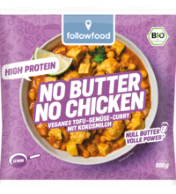 No Butter No Chicken - Veganes Tofu-Gemüse-Curry mit Kokosmilch, 500 gr Beutel, Tiefkühlware, followfood