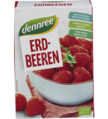 Erdbeeren, vegan, 300 gr Schachtel, Tiefkühlware, dennree