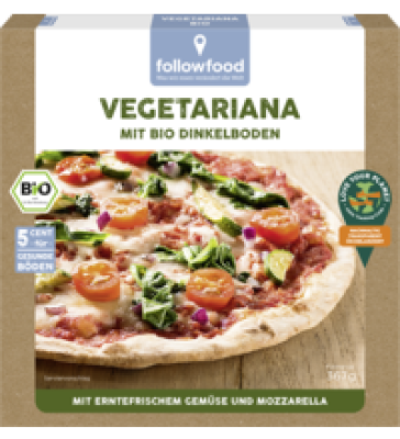 Dinkel-Pizza Vegetariana, 367 gr Schachtel, Tiefkühlware, followfood