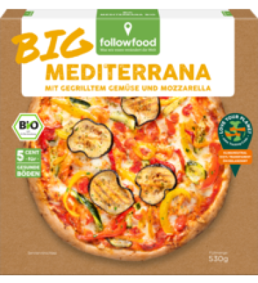 Big Pizza Mediterrana, 530 gr Schachtel, Tiefkühlware, followfood