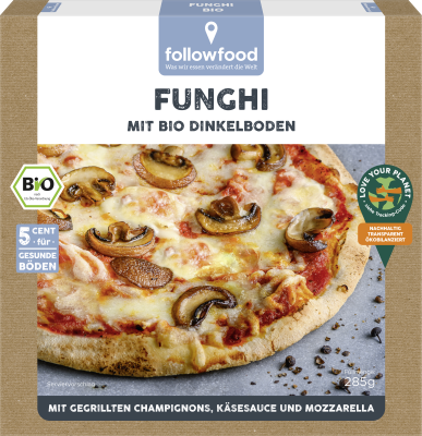 Dinkel-Pizza Funghi, 285 gr Schachtel, Tiefkühlware, followfood