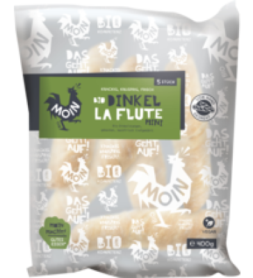 Dinkel La Flute Mini, vegan, 400 gr Beutel (5 Stück), Tiefkühlware, Moin