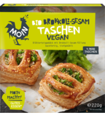 Brokkoli-Sesam-Taschen, vegan, 220 gr Schachtel (4 Stück), Tiefkühlware, Moin