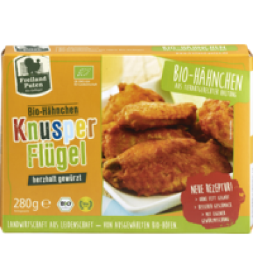 Hähnchen Knusperflügel, herzhaft mariniert, 280 gr Packung, Tiefkühlware, Freiländer Bio-Geflügel