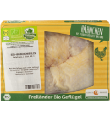 Hähnchenkeulen, 650 gr Packung (2 Stück), Tiefkühlware, Freiländer Bio Geflügel
