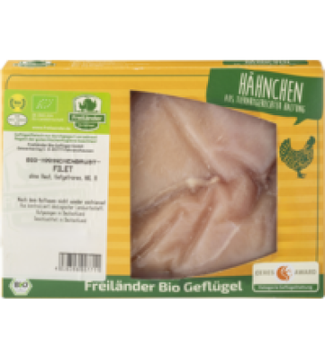 Hähnchenbrustfilet, ohne Haut, 350 gr Packung (2 Stück), Tiefkühlware, Freiländer Bio Geflügel
