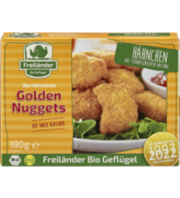 Hähnchen Nuggets, 180 gr Schachtel, Tiefkühlware, Freiländer Bio Geflügel