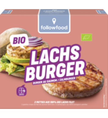 Lachs Burger, 200 gr Schachtel (2 Stück), Tiefkühlware, followfood