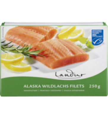 Alaska Wildlachs Filets, 250 gr Schachtel, Tiefkühlware, Landur